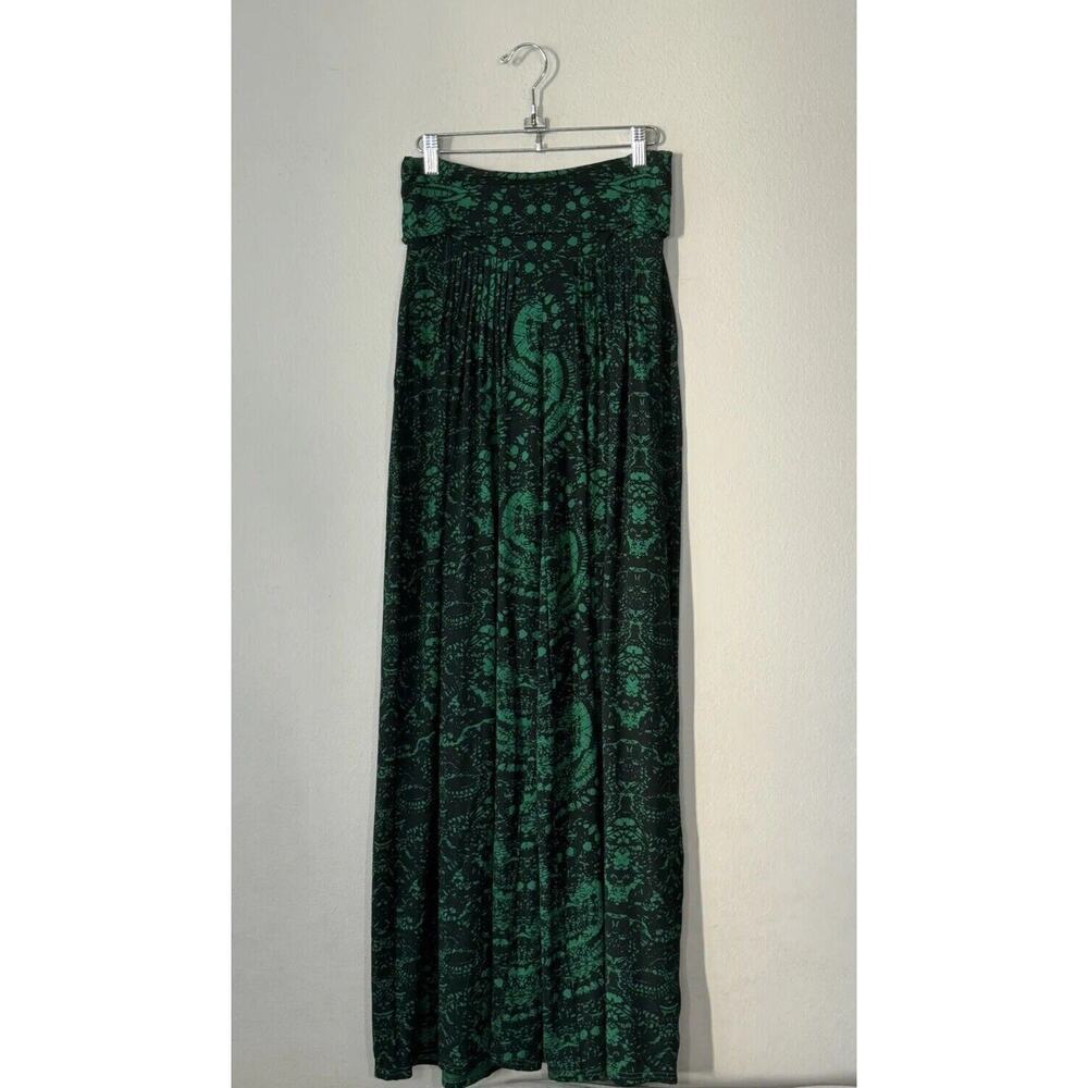 Bel Kazan Medium Wide Leg Green Black Print Wide Leg Anthropologie‎ Pants
